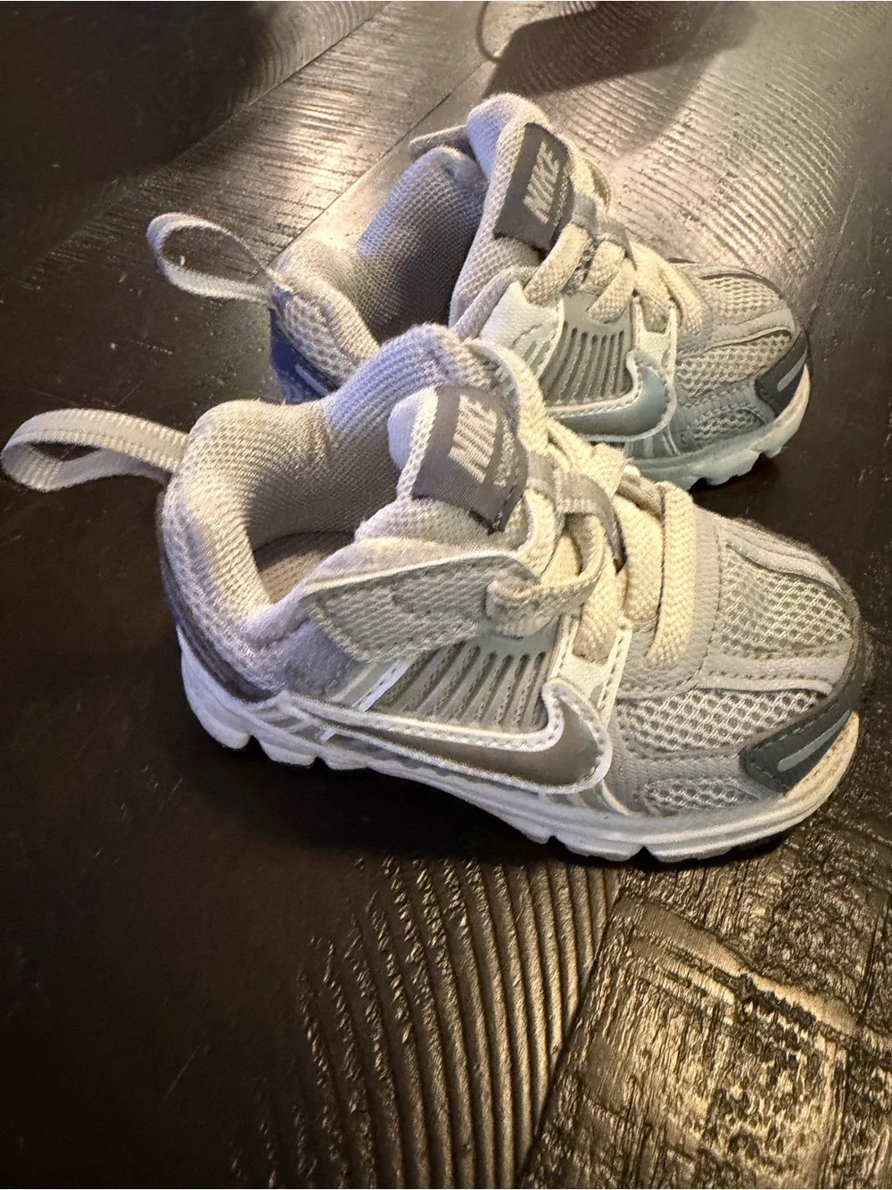Nike Kids White and Gray Mesh Sneakers